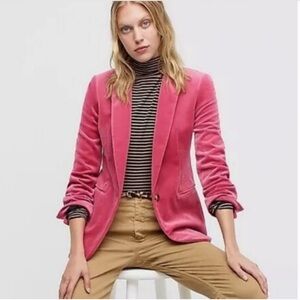 J Crew Pink Velvet Parke Blazer